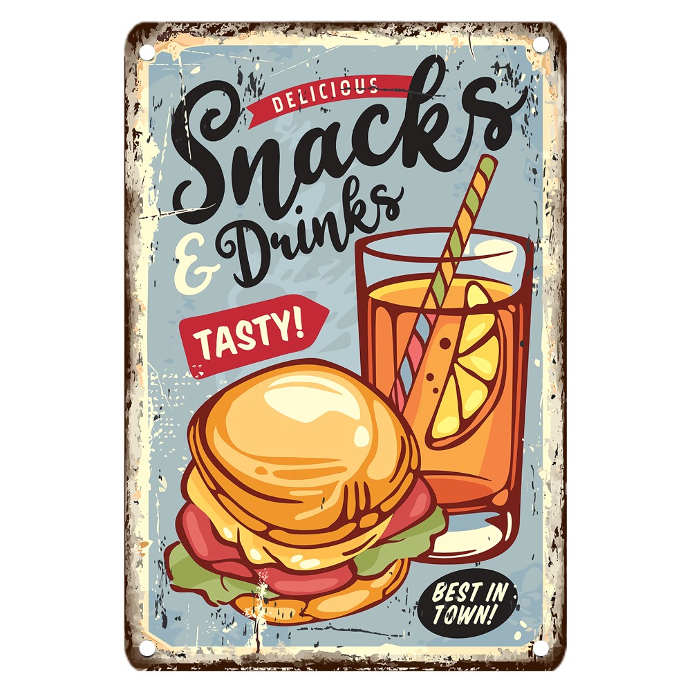 Vintage Food Metal Sign, 12x8  - огляд і ціна Food Snacks Drinks