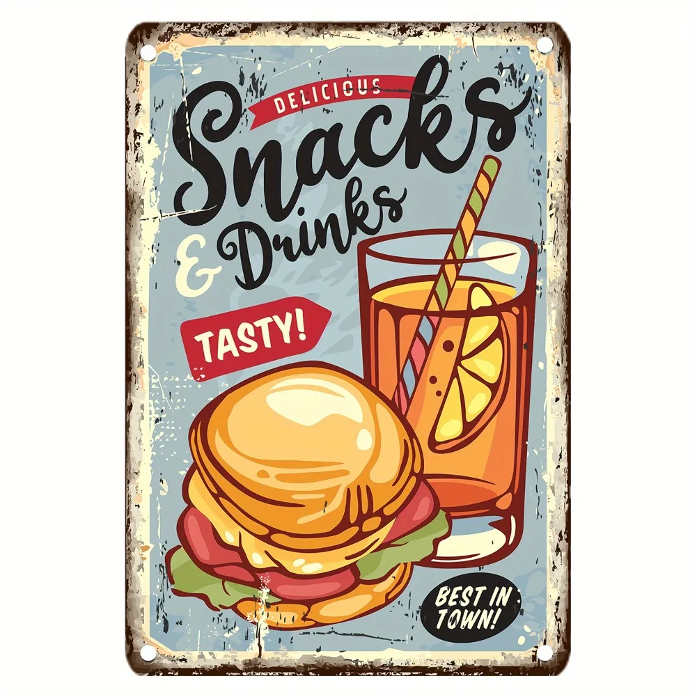 Vintage Food Metal Sign, 12x8  - огляд і ціна Food Snacks Drinks